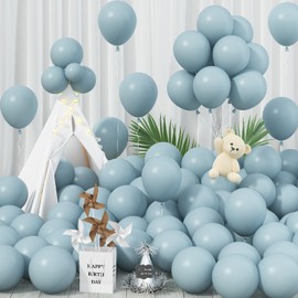 Jobkoo Blue Balloons - 12 Inch, 100 Pack Pale Aqua Blue Latex Balloons for Birthday, Boho Baby Shower, Bachelorette Party Decorations