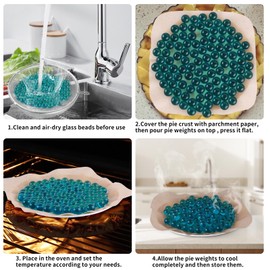 2LB Glass Pie Weights For Blind Baking Pie Crust Weights Baking Beans Non-porous Dust-free Humidity-proof & mold-free Reusable Beads Fit Pie Weight for 6-10 inch Pies