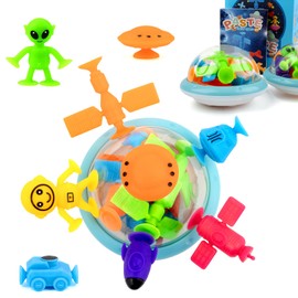 ChuburD Suction Bath Toys, Sensory Toy, Interesting Space Set, with Aliens and Space Stations, for 3 Years and up