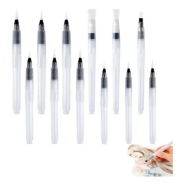 Juego De Pinceles De Acuarela Con Depósito De Agua, 12 Pcs Blanco