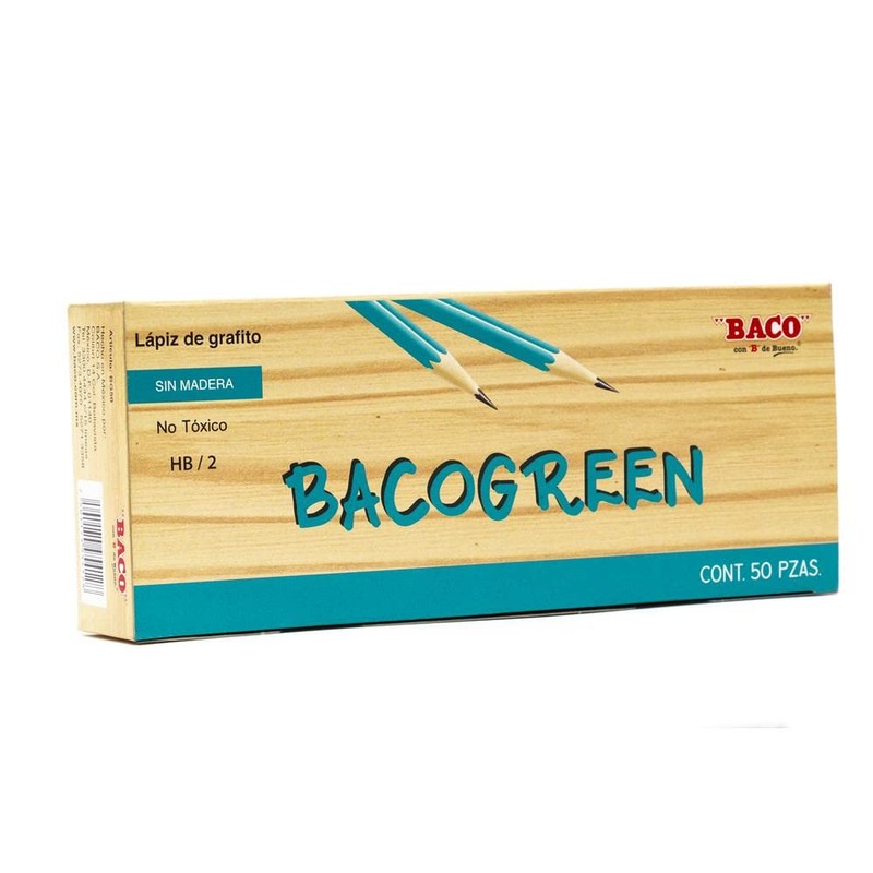 BACO Lápíz de Grafito Hexagonal Bacogreen HB/2 Caja con 50