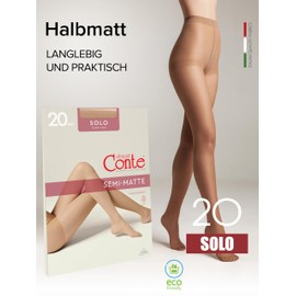 Conte elegant 2 Pack Durable Women's Tights Semi-Matte - Solo 20 Denier - Women's Fine Tights with Marked Panties Part - Plain, natural