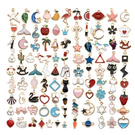 HEJINYUN Charm Parts, Oil-dripping Alloy, Cute Charm Set, Thanksgiving Charms, Small Pendants, Charms, Accessory Parts, DIY Handmade Accessories, Pendant Crafts, Set of 100, Alloy Steel, 2