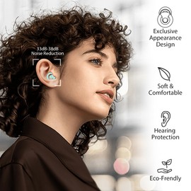 Ear Plugs for Sleeping Noise Cancelling | 2 Pairs Noise Reduction Earplugs for Sleep,Deep Focus,Snoring Blocking,Airplane, 33dB - 38dB Reusable Hearing Protection Silicone & Foam Ear Tips (Green)