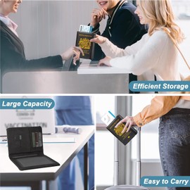 Vikrami lighting Passport Holder Cover - Wallet Organiser PU Leather Travel Wallet Organiser Passport Case with RFID Blocking, for Men and Women-Essential Travel Accessory (Black)