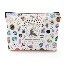 XYZONE Cosmetic Bag, Zodiac Themed Travel Makeup Bags, Birthday Gifts for Women & Astrology Lovers, As shown in the picture, Aquarius