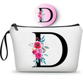 ARIOSEY Womens Gifts for Birthday,Cosmetic Bag With Mirror,Friend Gifts for Women,Bridesmaid,Initial Makeup Bag,Cool Gifts for Female Friends,Birthday Gifts,(D)