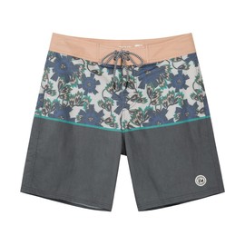 SURF CUZ Men's Vintage Cruzer Stretch Boardshorts Chino Shorts Swim Shorts Without Mesh Liner Swim Trunks,Blue Floral,36