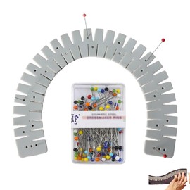 Bügellineal, Bügellineal Hitzebeständig, Kurvenlineal, Hitzebeständiges Bügellineal, Graues Silikon-Nähwerkzeug Set Mit 1 Bügellineal Und 1 Box Farbiger Nadeln, Ideal Für Nähen Und Bügeln ﻿