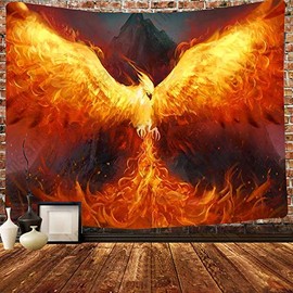 Simsant Secular Bird Tapestry Phoenix Flame Bird Flying to the Sky Psychedelic Anime Animal Hippie Bedroom Red Wall Tapestry 80x60inch Dorm Living Room Bedroom Home Landscape Decor GTHXSI347 (80âx60")