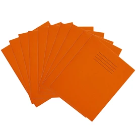 RHINO 8 x 6.5" Exercise Books, 48 Page/Top Half Blank & Bottom Half 12mm Lined Paper Notebook, 10 Pack, Writing Book, Office & School Stationery Supplies, Orange