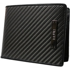 Berkut 0010049 Bi-Fold Wallet, Black Carbon Genuine Leather, Thin, Lightweight, Long Wallet with Coin Purse and Gift Box Included, Black