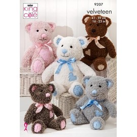 King Cole Knitting Pattern Small Medium & Large Bears Soft Stuffed Toy (9207)