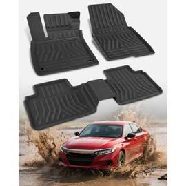 Car Floor Mats for Honda Accord: 2018 2019 2020 2021 2022, All Weather Accessories Rubber Floor Liners Custom Fit for Accord 10th Gen Gas & Hybrid Model Front Rear Carpet 5 Seat Sedan (3PCS, Black)