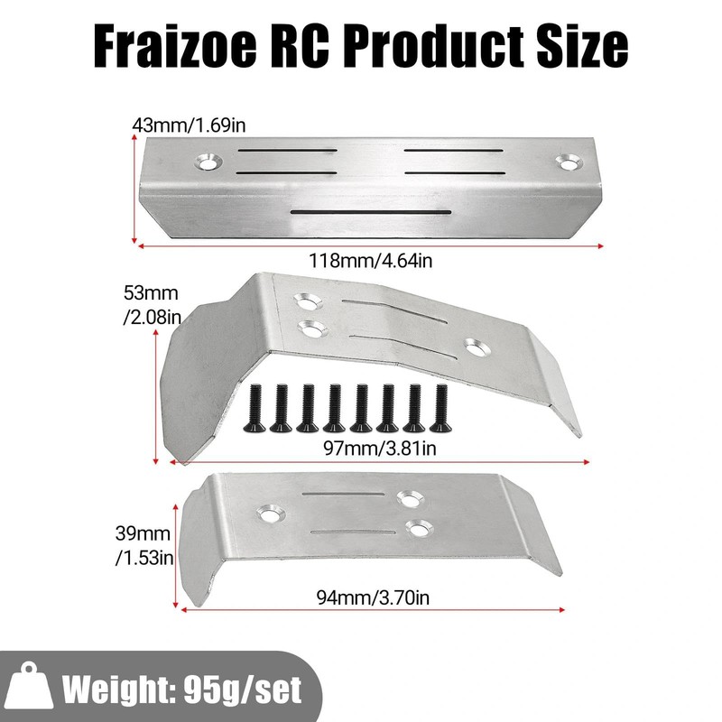 Fraizoe RC Stainless Steel Chassis Armor and Front Rear Guard