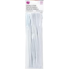 White Chenille Pipe Cleaners, 3mm x 12 inch, 100 Pack