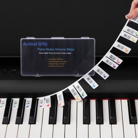 Removable Piano Keyboard Stickers for Beginner, Removable Piano Keyboard Note Labels Guide Accessories for Learning, 88-Key 61-Key Full Size Made of Silicone, No Need Stickers (Rainbow)