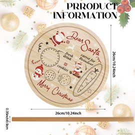 Santa Cookie Plate Dear Santa Christmas Cookies Plate Christmas Treat Santa Tray Wooden Tray Plate Platter Mat Wood Plates Christmas Decorations for Kids Christmas Supplies (Round)