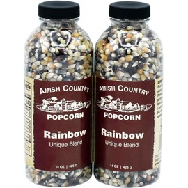 Amish Country Popcorn | 2 - 14 oz Bottles | Rainbow Popcorn Kernels | Old Fashioned, Non-GMO and Gluten Free (2 - 14 oz Bottles)