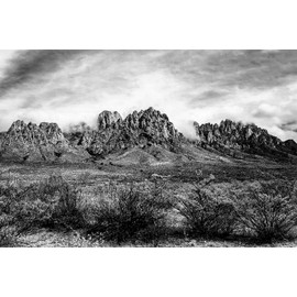 Black and White Photography Print (Not Framed) Picture of Organ Mountains near Las Cruces New Mexico Chihuahuan Desert Wall Art Southwest Decor (24" x 36")