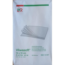 Vliwasoft 12067 Dressings, Non-Sterile, 6-Ply 10 cm x 10 cm (Pack of 100)