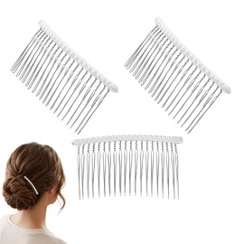 3 Pcs 20 Teeth Ribbon-Wrapped Bridal Veil Combs