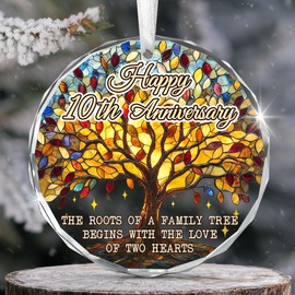 GAUDORA Anniversary Wedding Gifts for Couple - Glass Christmas Ornaments 2025 for Tree Decorations - Christmas 10th Wedding Anniversary Couple Gifts for Him and Her, Husband Gift, Wife Gift for Women