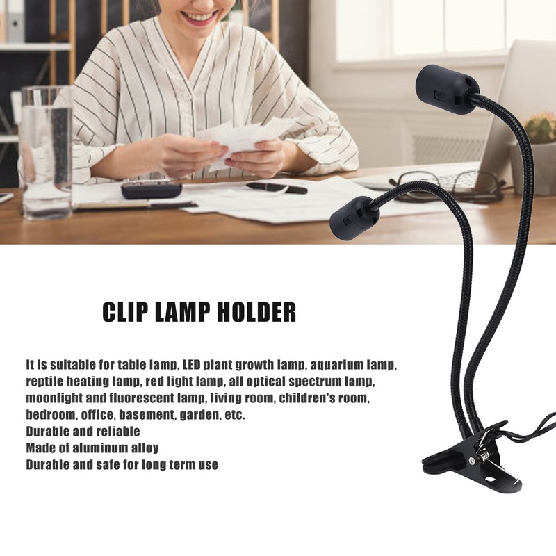 Table Lamp Holder E27/E26 Black Double Headed 360 Degree Adjustable