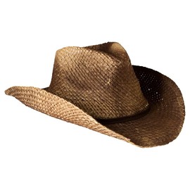 Gamble and Gunn Cowboy Hat, Vintage Style Unisex - Brown Straw with Shapeable Brim,