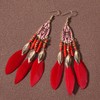 6 Pairs Faux Feather Ethnic Style Earrings, Bohemian Fringe Tassel