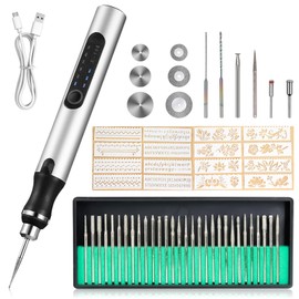 pobugy 60 Piece Rose Gold Engraving Pen Set, The Ultimate Cordless Engraving Machine for Wood and Plastic - Great for Beginners - Rechargeable - Give as a Gift