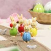 com-four® 4 x decorative Easter bunnies made of wood for
