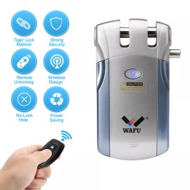Unbranded/Generic WF-018 Wireless Remote Control Lock Security Invisible Keyless Door Entry F3L2 - Blue + Silver