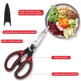 FAROPS Kitchen Scissor For General Use 2-Packs,Heavy Duty Kitchen Raptor Meat Shears,Dishwasher Safe Cooking Scissors, Stainless Steel Multi-function Scissors For Food,Chicken,Poultry, Fish, Pizza,Herbs