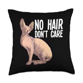 Funny Sphynx Cat Art For Men Women Hairless Cat Lover Pet Throw Pillow