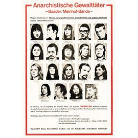 mrdeco Metal Sign 12 x 18 cm Domed Manhunt Poster Baader Meinhof RAF gesucht Tin Sign