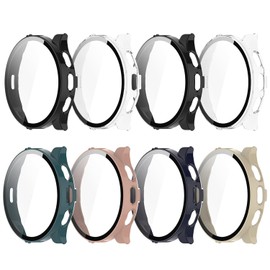 HXFRTYU 8 Pack Case for Garmin Venu 3S 41MM Screen Protector, Hard PC Bumper Overall Protective Tempered Glass Cover Accessories for Garmin Venu3S