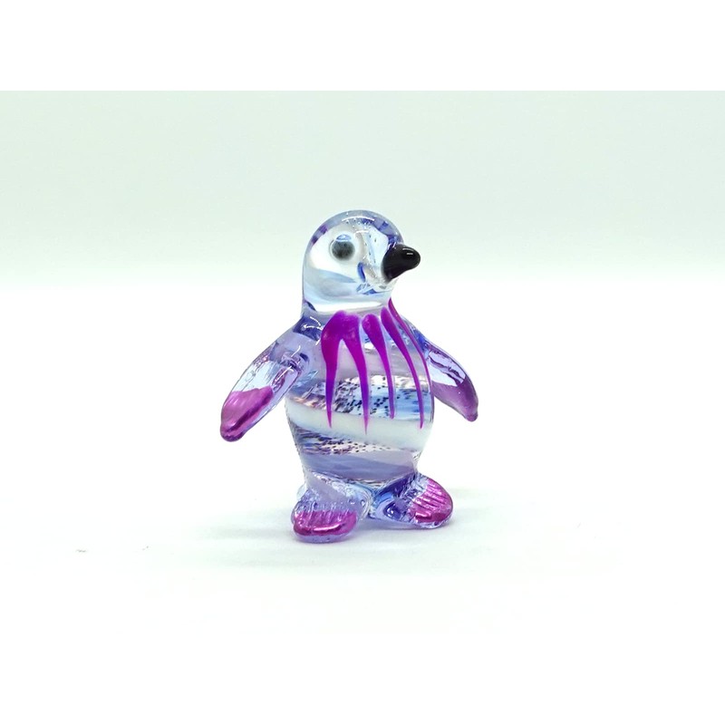 Sansukjai Penguin Tiny Miniature Figurines Hand Blown Glass Art Animals