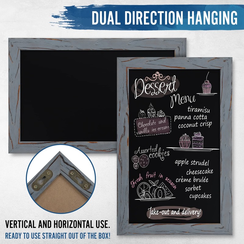 HBCY Creations Rustic Grey Magnetic Wall Chalkboard, Small Size 11"