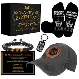 QUANMAITONG 50th Birthday Men's Birthday Gift for Men, Father's Day Gift for Dad Gifts for Men Gift Birthday 5 in 1 Gift Box Creative Set for Adults