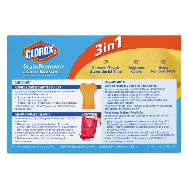 Clorox 2 03098 Stain Remover and Color Booster Powder, Original,