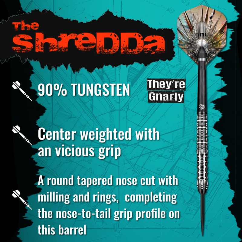 Shot! Gnarly Shredda Steel Tip Dart Set 90% Tungsten Dart