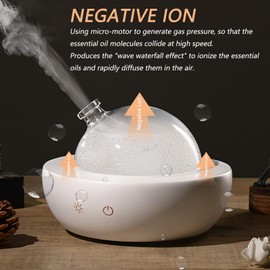 Fancemot Glass Essential Oil Diffuser with Real Wood Base, 180ml Aromatherapy Diffuser with 2 Mist Modes, 7 Colors LED Light Ultrasonic Cool Mist Humidifier for Home and Office
