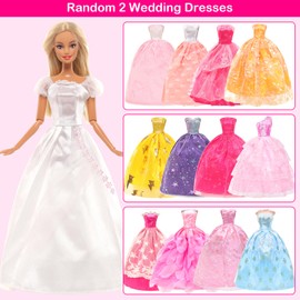46Pcs Doll Clothes & Accessories Sweet Dresses Tops Pants Outfits Party Gown Mini Dresses Swimsuits Shoes Hangers Handbag for 11.5 inch Doll Toys Gifts for Girls