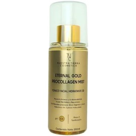 Nuestra Tierra Cosmética Eternal Gold Procollagen Mist, Tónico Facial Hidratante 3D, Pro-colágeno, 150ml, Día/Noche
