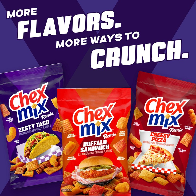 Chex Mix Remix Zesty Taco Savory Snack Mix, Snack Bag,