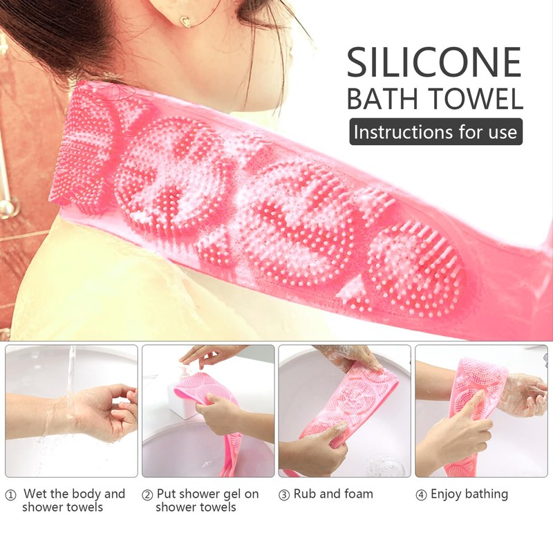 ICSTM Back Scrubber for Shower,2 Pcs Silicone Back Scrubber for