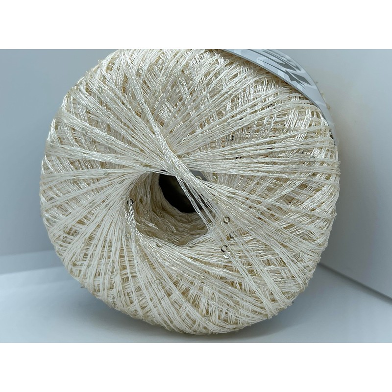 Petite Paillette Cream with Silver Mini Sequins Yarn - 50