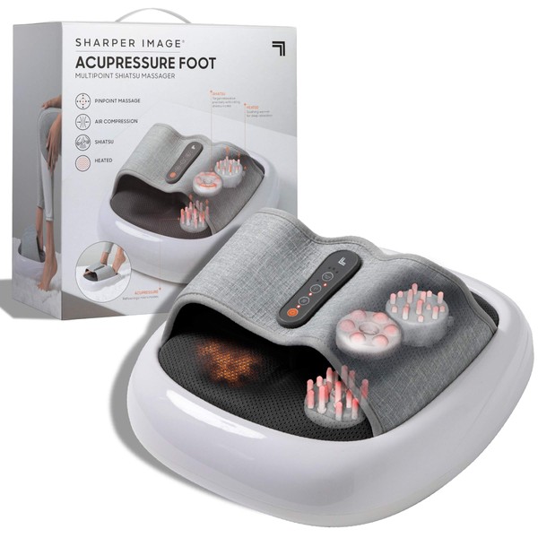 Sharper Image Acupressure Shiatsu Foot Massager with Heat, Air Compression, Deep Kneading Pinpoint Massage, Soothe Sore Muscles & Tired Feet, Neuropathy & Plantar Fasciitis Relief, Gift for Women