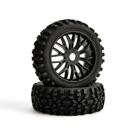 4pcs Rubber 1/8 scale RC Off Road Car rally Tires and Wheels (4) hex 17mm for 1:8 1:7 RC Nitro off-Road Buggy Racing Car HPI HSP Hobao ARRMA TA06 Redcat Losi Kyosho VRX Hobao WLtoys kingtair